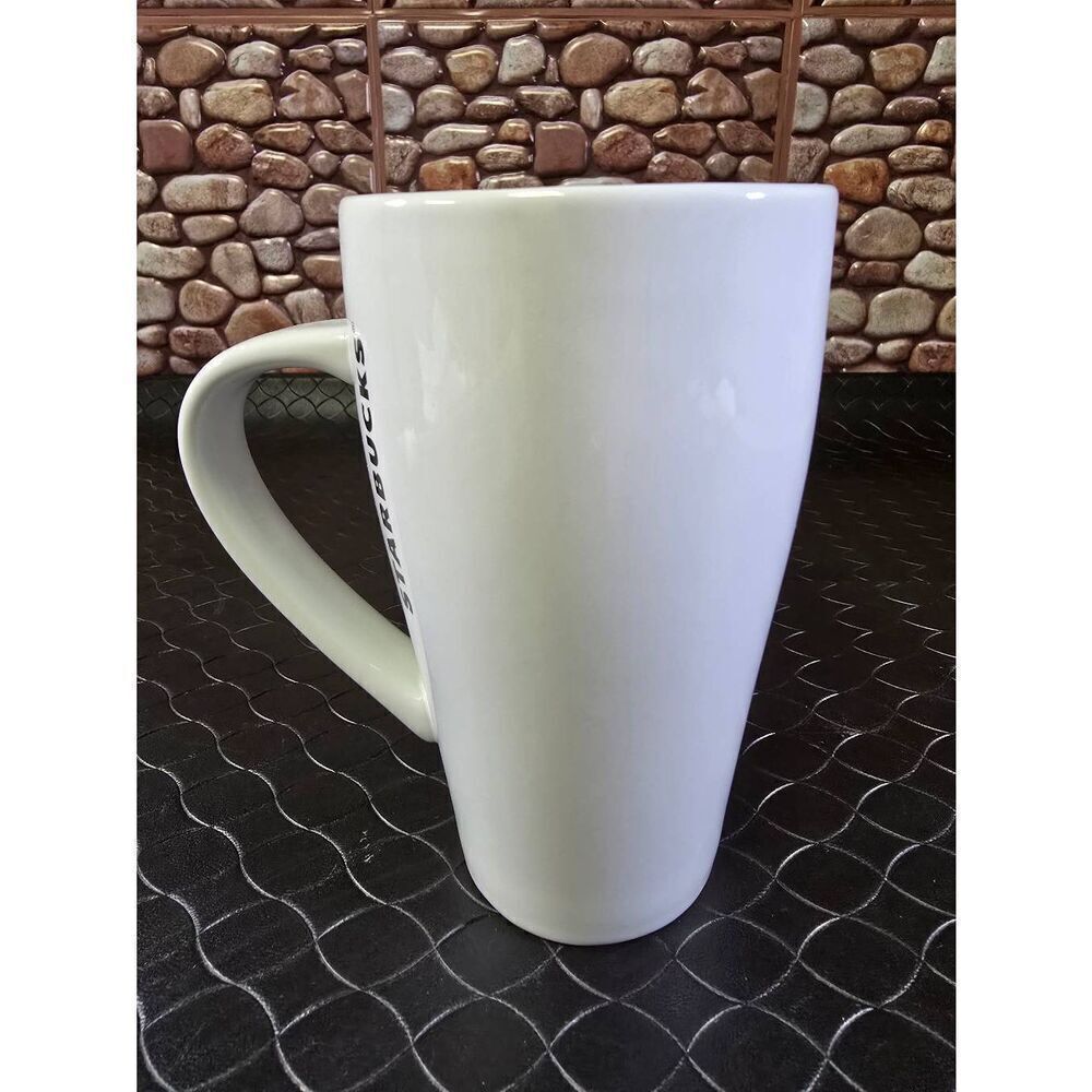 Starbucks 2014 Mug White Handle Ceramic Coffee Cup Black Mermaid Logo 18 Oz - Picture 4 of 7